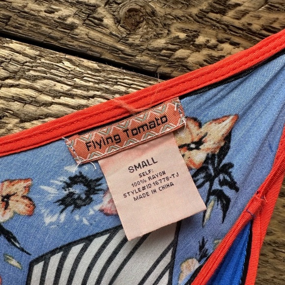 Flying Tomato Floral Stripe Handkerchief Hem Dress – Size Small - Picture 3 of 7